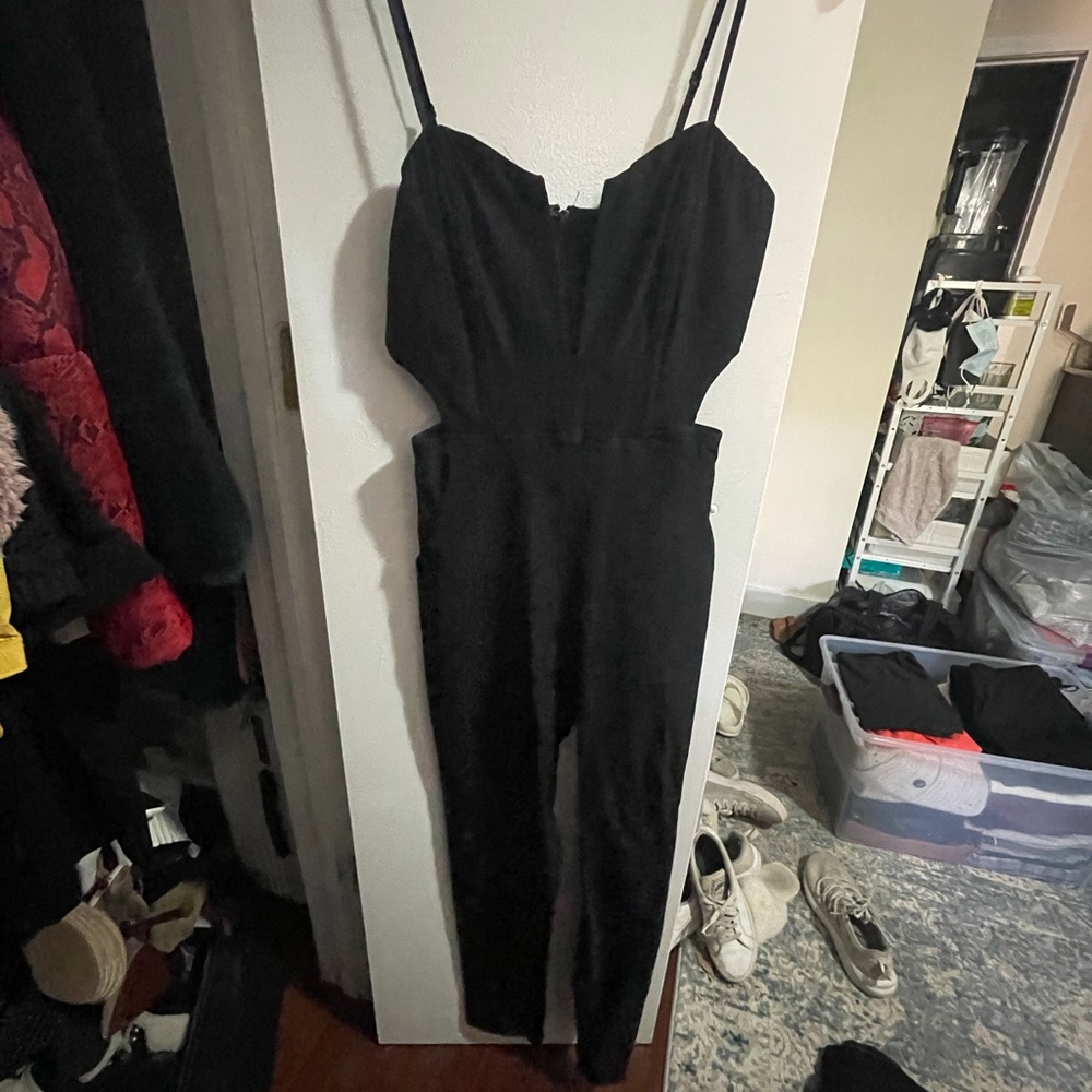 Nasty Gal Black V neck jumpsuit